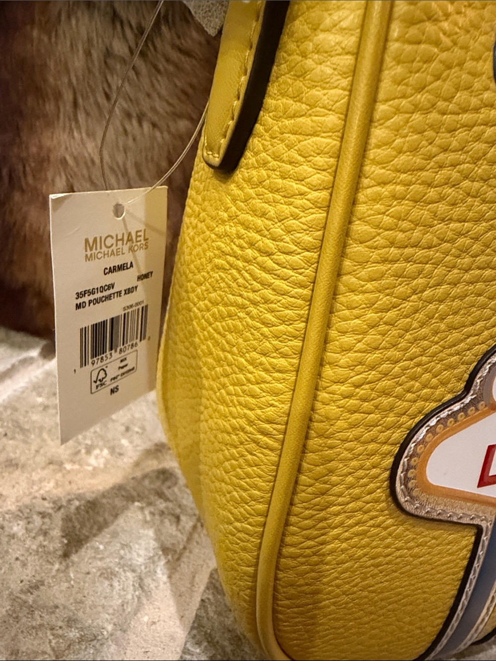 NWT Michael Kors Honey Carmella Las Vegas Patchwork Shoulder Bag - Picture 2 of 11